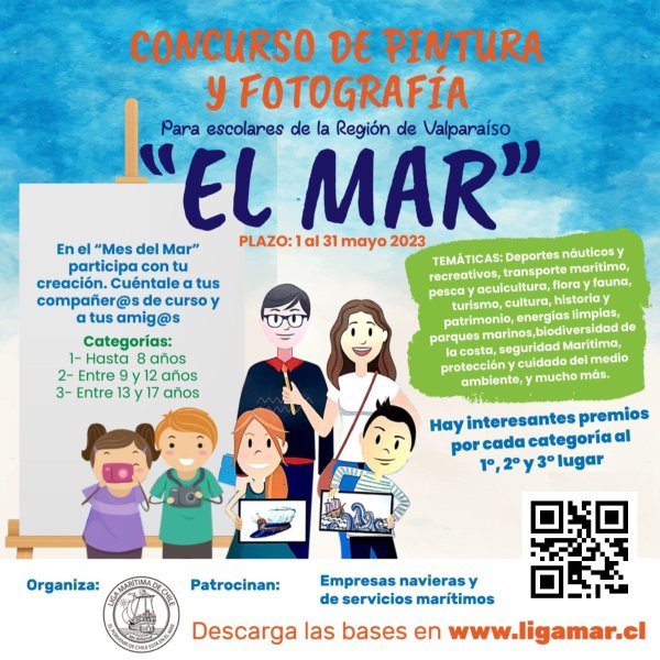 Liga Marítima de Chile lanza su tradicional Concurso Escolar de Pintura y de Fotografía ‘Mes del Mar 2023’