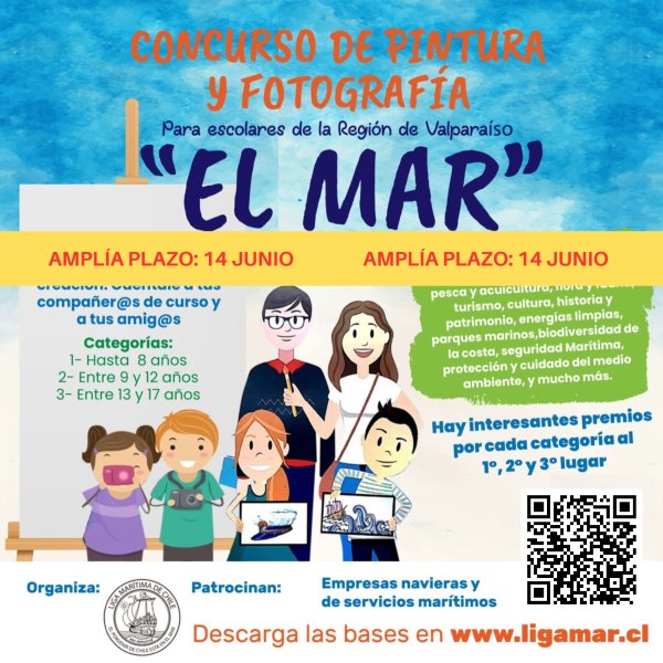 Hasta el 14 de junio: Liga Marítima extiende plazo de Concurso Escolar de Pintura y Fotografía Digital