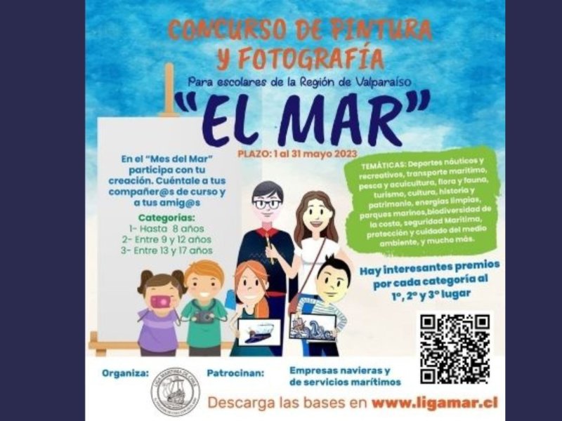 Liga Marítima de Chile lanza su tradicional Concurso Escolar de Pintura y de Fotografía ‘Mes del Mar 2023’