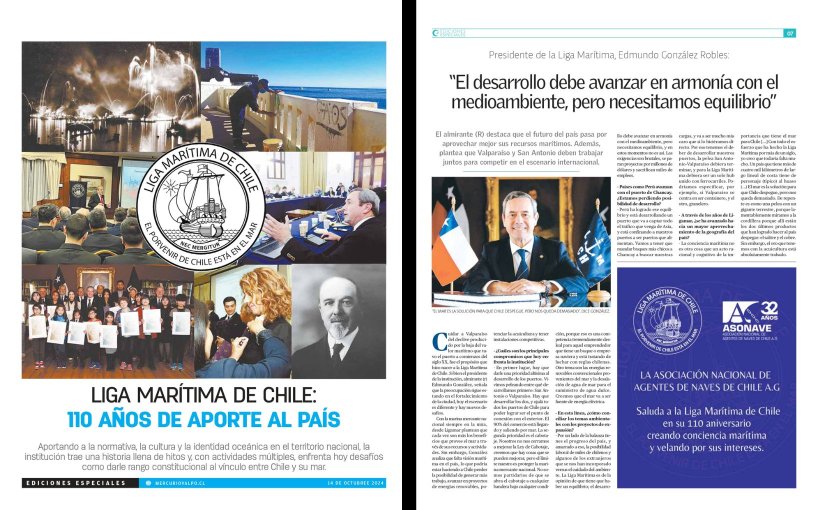 La Liga Marítima de Chile celebra sus 110 años con una publicación especial