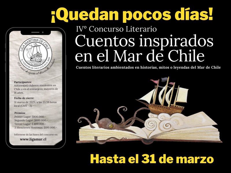 ¡Últimos días para participar en el Concurso Literario ‘Cuentos Inspirados en el Mar de Chile’!