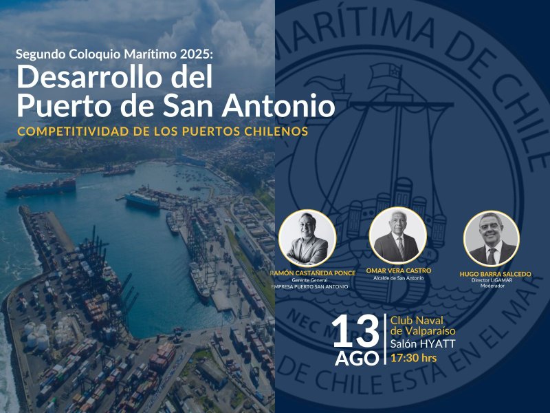 Segundo Coloquio Marítimo 2025 abordará el desarrollo del Puerto de San Antonio y la competitividad portuaria nacional
