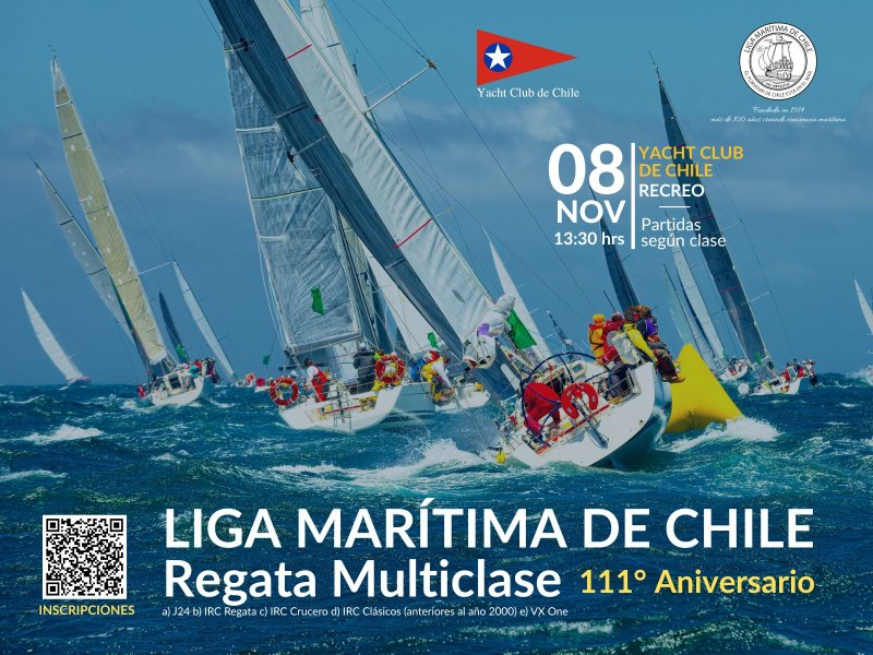Liga Marítima de Chile realizará tradicional Regata Multiclase este sábado 8 de noviembre